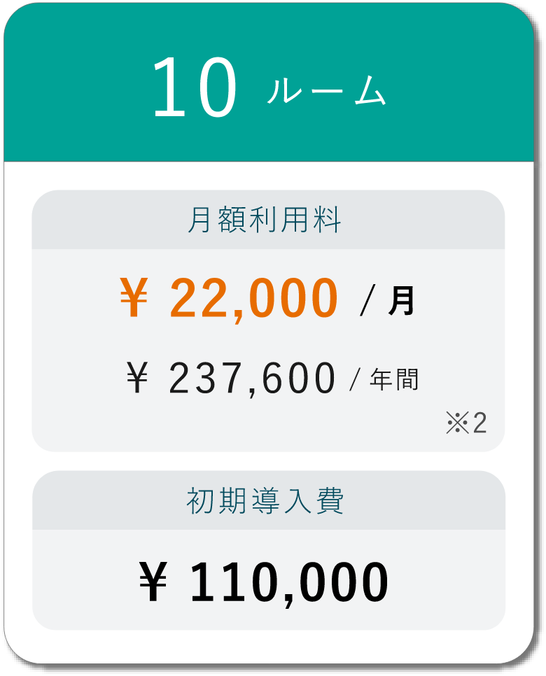 10ルーム 月額22000円 初期導入費110000円